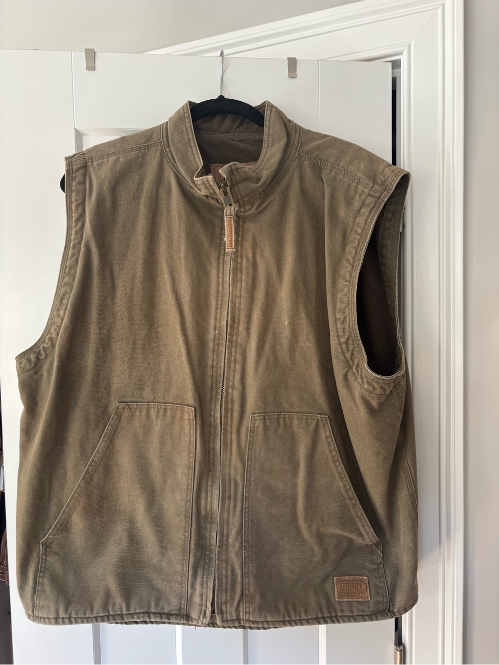 Men's Canvas Zip-Up Work Vest in Brown